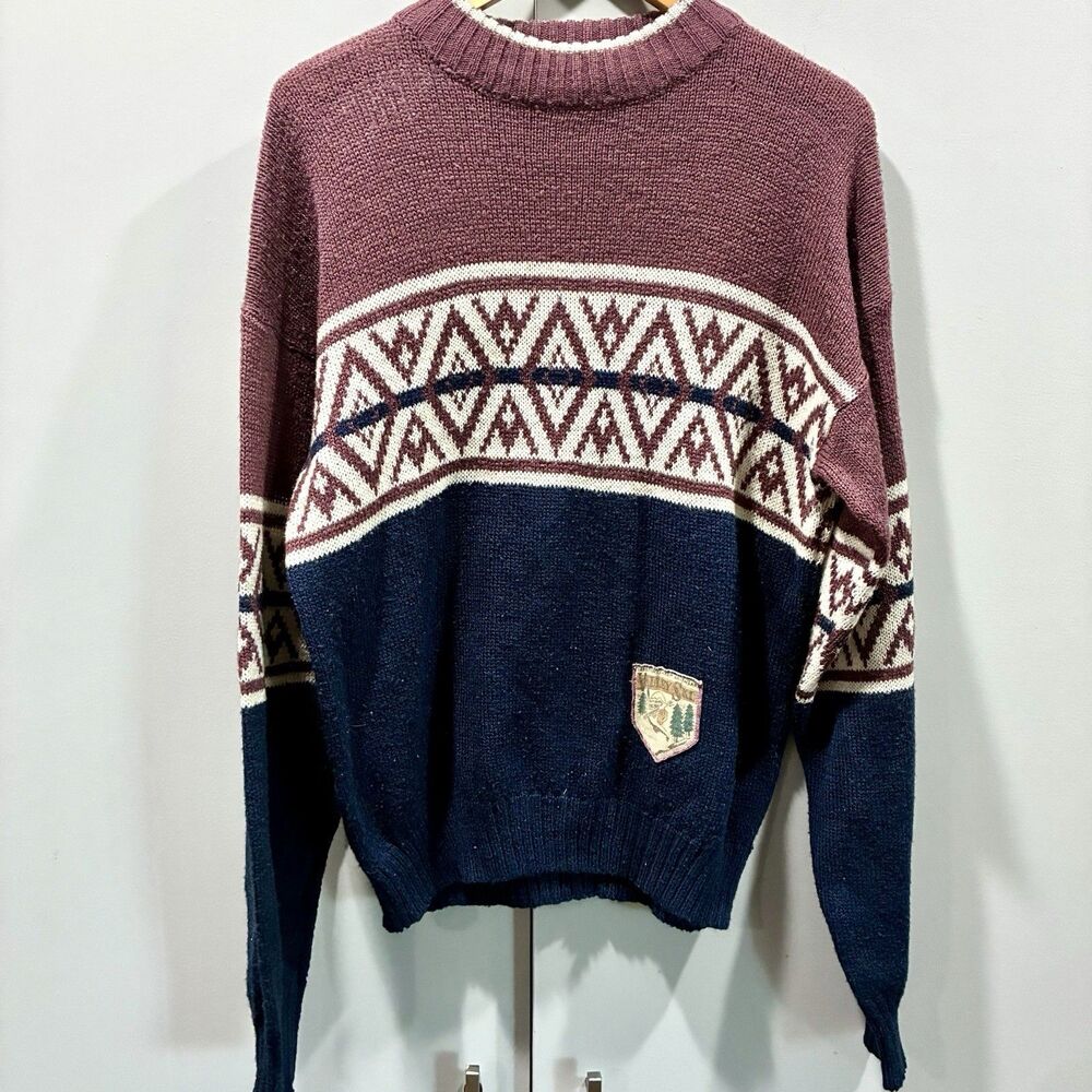 Vintage McGregor Nordic Ski Sweater Large 100% Acrylic Fair Isle Grandpa Core